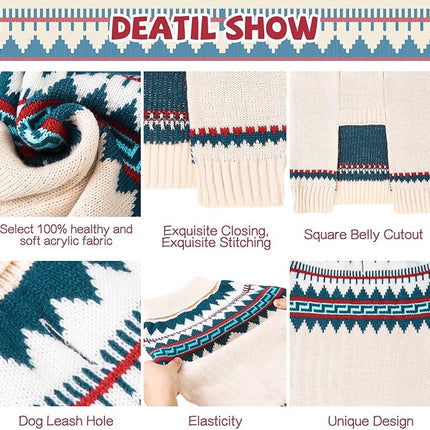 BINGPET Dog Sweater,Elastic Medium Large Dog Puppy Sweater for Dog Girls Boys,Sleeveless Turtleneck Knit Sweaters for Large Medium Dogs,Christmas Dog Sweater for Fall Winter White,XL