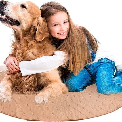 EZwhelp Reusable Dog Pee Pad, Washable Waterproof Mat for Dog Potty Training or Whelping Pad, Round, 60 Inch