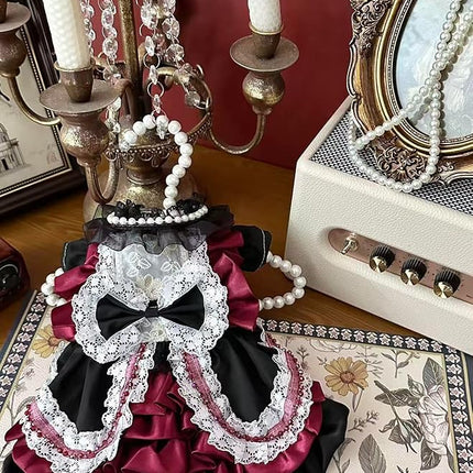 Fashion Sweet Puppy Dog Lace Princess Dress for EXTRAL Small and Small Dog D-red XLL