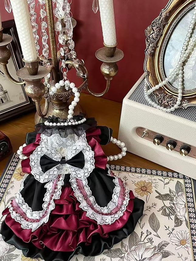 Fashion Sweet Puppy Dog Lace Princess Dress for EXTRAL Small and Small Dog D-red X-Small