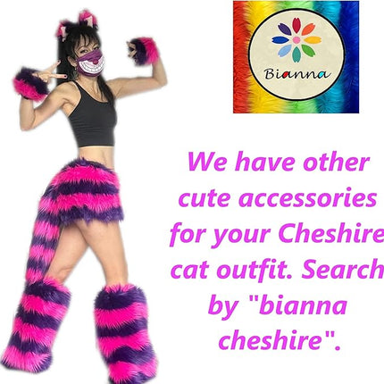 Bianna Creations Long Faux Fur Animal Luxury Tail, Cosplay, Anime Lover, Costume Dress Up Pet Play Furry Super Soft Accessory (Cheshire Cat, 20")