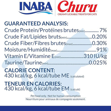 INABA Churu Cat Treats, Grain-Free, Lickable, Squeezable Creamy Purée Cat Treat/Topper with Vitamin E & Taurine, 0.5 Ounces Each Tube, 10 Tubes Total/Two Flavors, Tuna Variety