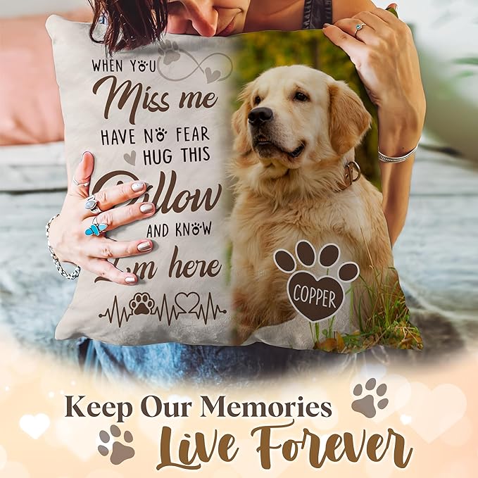 Personalized Pet Memorial Throw Pillow with Photo, Pet Loss Gifts Dog, Loss of Dog Sympathy Gift, In Memory of Dog Gifts, Pet Photo Gifts for Dog Lovers, Pet Loss Gifts, Dog Bereavement Gifts