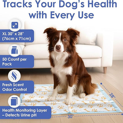 American Kennel Club Advanced Puppy Pads with Color-Changing Health+ Indicator and Ultra Absorbent Quick Dry Gel – 28''x30'' Leakproof Training Pads for Dogs – Fresh Scented – 50 Count, X-Large
