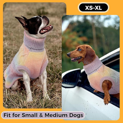 Lelepet Dog Sweater Turtleneck Knitwear Sweatshirt Cable Knit Warm Dress for Small Medium Large Dogs Puppy Fall Sweater, Pug, Pomeranian, M