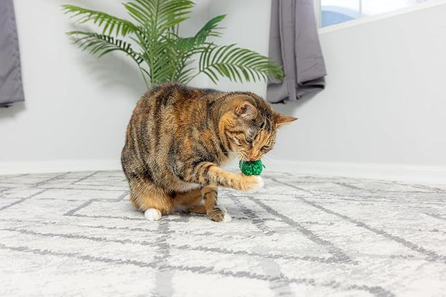 SPOT Wool Pom Poms Cat Toy - Interactive Wool Balls Cat Toy with Catnip for Cats and Kittens to Bite, Swat and Chase - 1.5 inch, 4 pcs (Pack of 2)