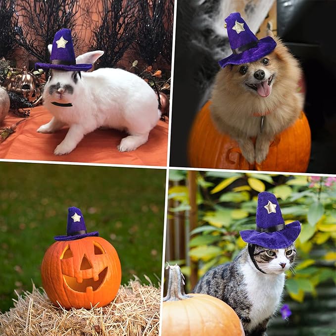 LESYPET Cat Costume Hat, Cat Wizard Hat with Bell, Dog Halloween Costume for Halloween, Christmas, Party