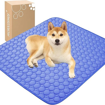 MICROCOSMOS Summer Cooling Mat & Sleeping Pad- Water Absorption Top, Materials Safe, Easy Carry, EZ Clean. Keep Cooling for Pets, Kids and Adults.(Navy Blue, 36" x36")