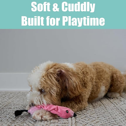 SPOT Skinneeez Flamingo 13 Inch Stuffing-Free Plush Squeaky Dog Toy – Soft Interactive Chew Toy for Small and Medium Dogs – Mess-Free Play for Light & Moderate Chewers