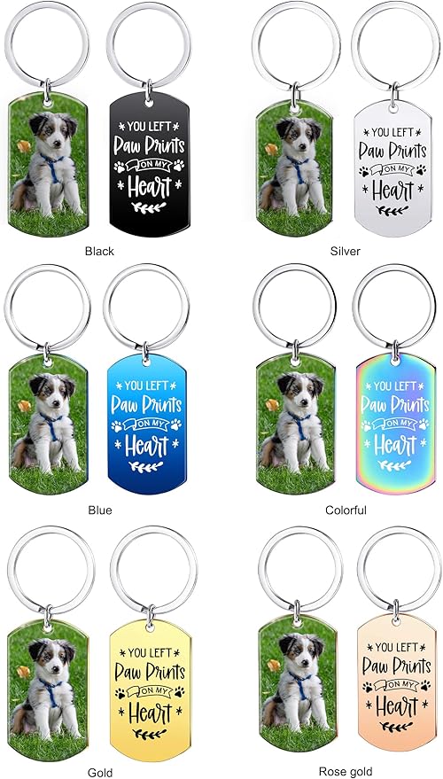 Funnylife Personalized Pet Memorial Keychain for Dogs Custom Dog Picture Keychain Pet Keepsake Loss of Dog Sympathy Gifts