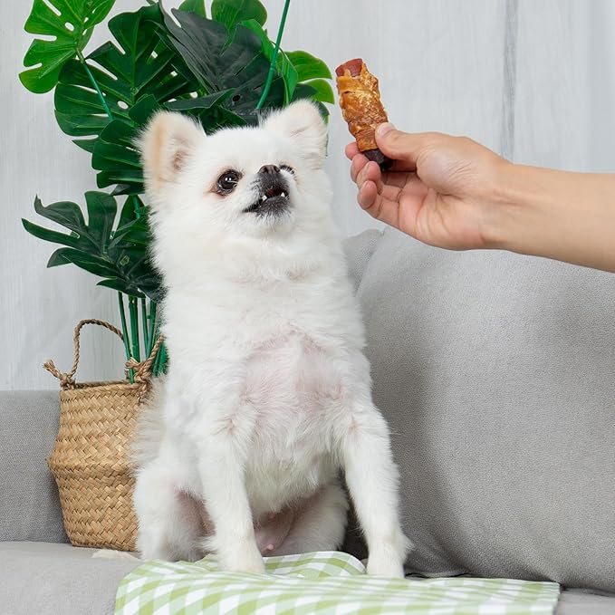 MON2SUN Rawhide Free Dog Treats, 3 Inch Triple Flavor Chicken Wrapped Duck and Beef Rolls for Small Dogs, Healthy Snacks, 13.23oz