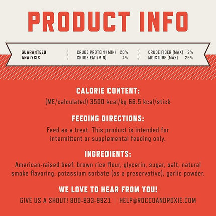 Rocco & Roxie Beef Jerky Dog Treats 1 lb | Soft Training Snacks Made in USA | High Value Beef Jerky for Dogs, Small, Large Breeds, Seniors, and Puppies | Natural Chews for Rewarding Good Behavior