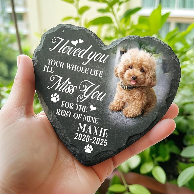 Personalized Dog Memorial Gifts for Loss of Dog, Custom Pet Memorial Stone with Photo Name Date, Stones for Dogs, Gift for Cat Lovers, Bereavement Sympathy Gift for Pet Lover, Quote 5