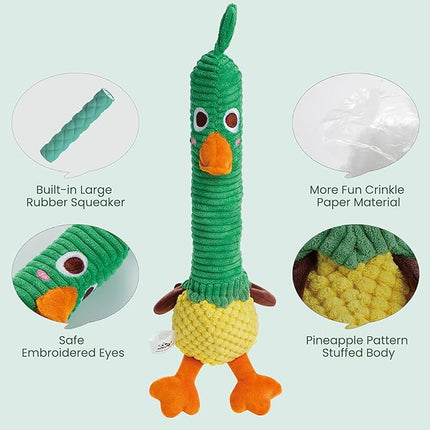 Nocciola 2 in 1 Duck Dog Toy with a Large Rubber Squeaker - Durable Stuffed Squeaky Crinkle Chew Toys for Aggressive Chewers, Medium and Large Breeds, Dog Christmas Stocking Stuffer