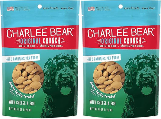 Charlee Bear Original Dog Treats, Cheese and Egg, 6 oz (Pack of 2)