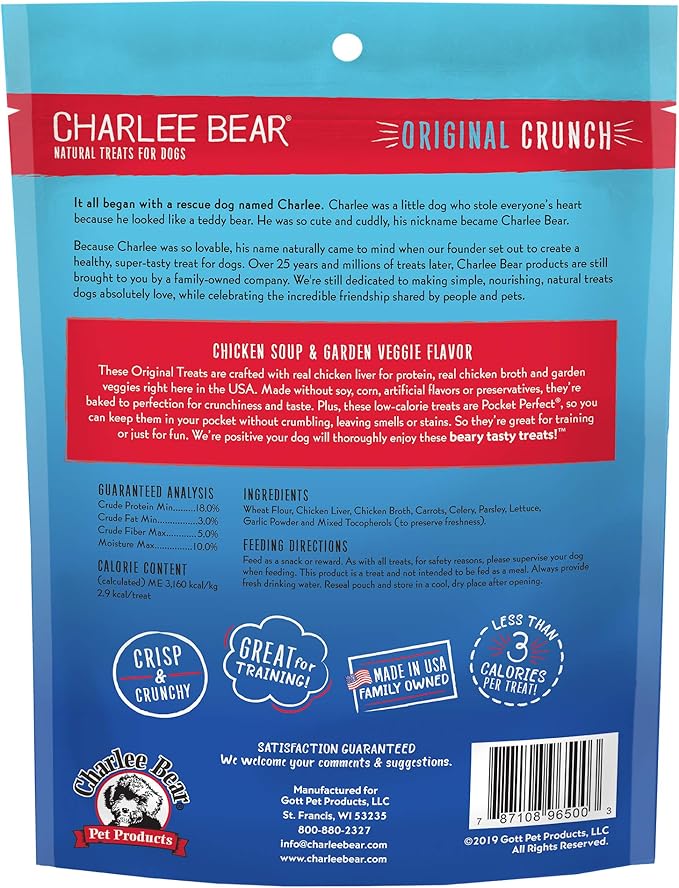 Charlee Bear Chicken Soup & Garden Veggie Dog Treats 16 oz. Bag (Pack of 2)