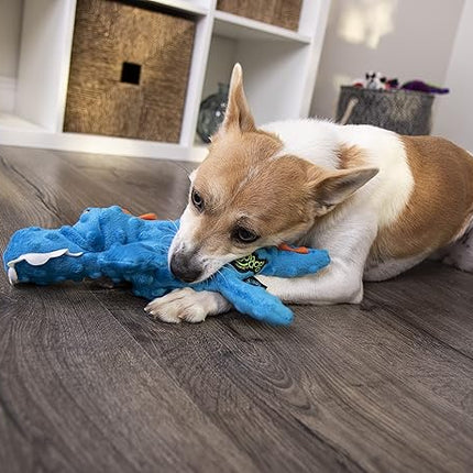 goDog Gators Squeaky Plush Dog Toy, Chew Guard Technology - Blue, Small