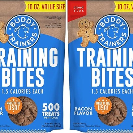 Buddy Biscuits Trainers 10 oz. Pouch of Training Bites Soft & Chewy Dog Treats Made with Bacon Flavor (Pack of 2)