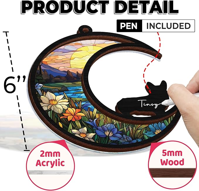 6'' Corgi Memorial Suncatcher, Personalized Name, Pet Ornament Window Car Hanging, Sympathy Gift for Loss of Pet, Passed Away Remembrance Gift for Dog Lovers 23-SS1