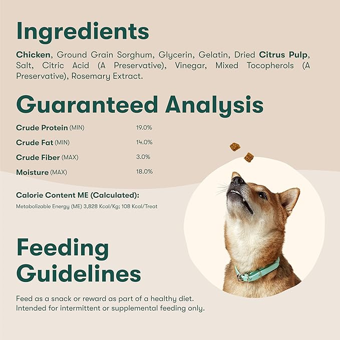 Jinx Chicken Bites, Soft Jerky Dog Treats, Slow-Smoked Real Chicken, Low-Calorie and Packed with Flavor, No Fillers, Bite-Sized Snack, 5oz, 6 Pack