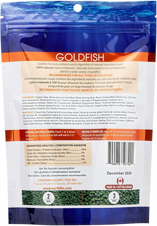 Northfin Goldfish Formula - 3 mm Sinking Pellets - 250 g