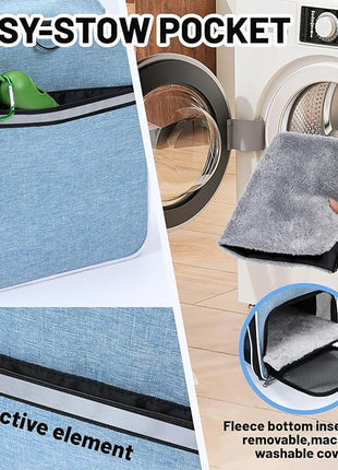 Cat Carrier Top-Expandable 18x11x11, United Delta American Airline Approved Dog Carrier, Soft Pet Carry-On Bag Underseat in Cabin, Puppy Air Travel Crate Kitten TSA Plane Carrying Case Blue