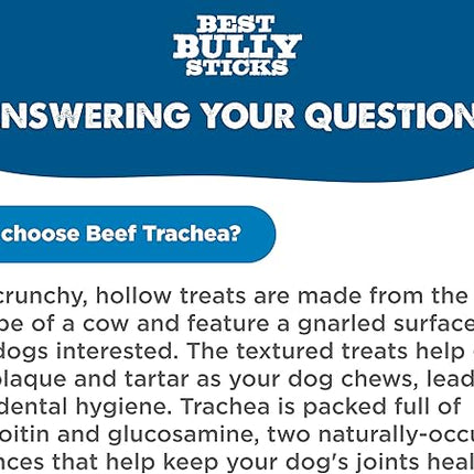 Best Bully Sticks Premium 6 Inch Beef Trachea - 20 Count (Pack of 1) - All-Natural, Grain-Free, Single-Ingredient, Supports Dental Health