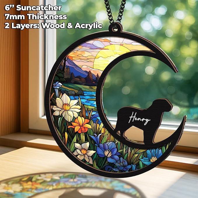6'' Dogues De Bordeaux Dog Memorial Suncatcher Custom Name Dog Breed Pet Ornament Window Car Hanging Sympathy Gift for Loss of Pet Passed Away Remembrance Gift for Dog Lovers SCD-B11-6-16