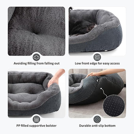 INVENHO Dog Beds for Small Medium Dogs Washable, Calming Orthopedic Warming Soft Calming Sleeping Durable Pet Bed with Anti-Slip Bottom