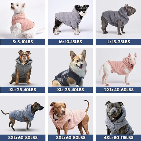 Spark Paws Fleece Dog Jacket, Hooded Sweater Vest, Warm Coat for Winter - Suitable for Small Medium Large XL XXL Breeds - Pink - 3XL