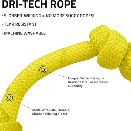 Playology Dog Toys | Dri-Tech Rope Toy Tug of War Rope for Aggressive Chewers | Medium Chicken Scented Toy - Easy to Clean and Made from Non Toxic Materials