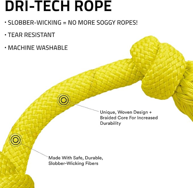 Playology Dog Toys | Dri-Tech Rope Toy Tug of War Rope for Aggressive Chewers | Medium Chicken Scented Toy - Easy to Clean and Made from Non Toxic Materials