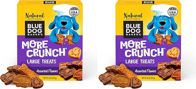 Blue Dog Bakery Natural Dog Treats, Assorted Flavors, 18oz | More Crunch | Large Size | Pack of 2
