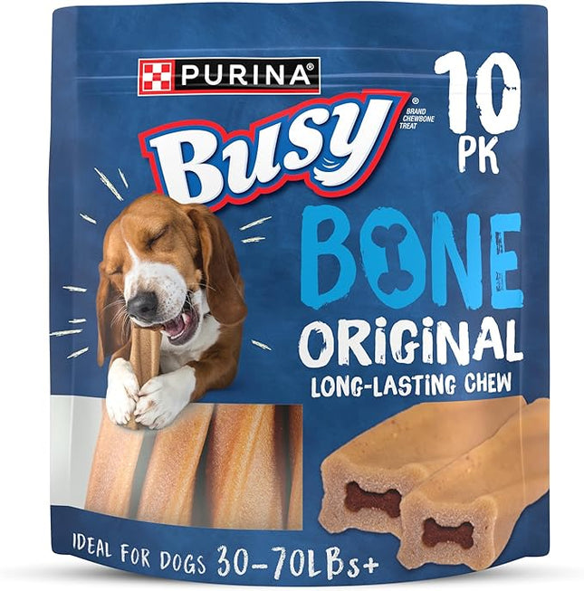 Purina Busy Bone Adult Dog Chew Bone Treats, Original - 10 ct. Pouch