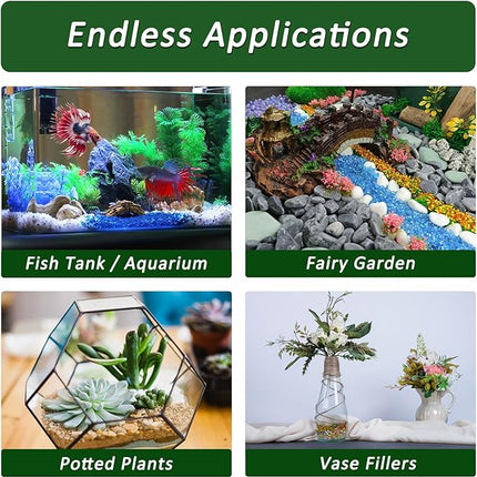 BXI 2.2 Lbs Small Aquarium Substrate Gravel Sand, Polished Smooth Fish Tank Gravel, Colorfast Uncoated Vibrant Blue Sea Glass, Decorative Stones for Vase Fillers, Fairy Garden, Potted Plants