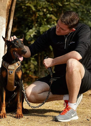 BUMBIN Dog Harness, Tactical XS, Brown, No Pull, Adjustable, Reflective, Soft Cotton, for Small Dogs Training, Fit Smart