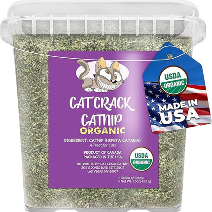 Cat Crack Organic Catnip, 100% Natural Cat Nips Organic Blend That Energizes and Excites Cats, Safe Catnip Treats Used for Cat Play, Cat Training, & New Organic Catnip Toys for Cats(1 Gallon Organic)