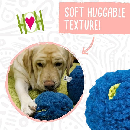 HuggleSnuffles HuggleFleece Treat Dispensing Ball - Interactive Enrichment Toys for Dogs, Dog Treat Dispenser Puzzle for Mental Stimulation & Boredom, Puppy Feeder Games to Keep Them Busy - Large (8")