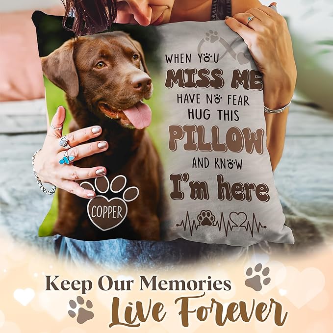 Personalized Pet Memorial Throw Pillow, Dog Memorial Gifts for Loss of Dog, Photo Gifts for Dog Lovers, In Memory of Dog Gifts, Loss of Dog Sympathy Gift, Pet Loss Gifts, Dog Bereavement Gifts
