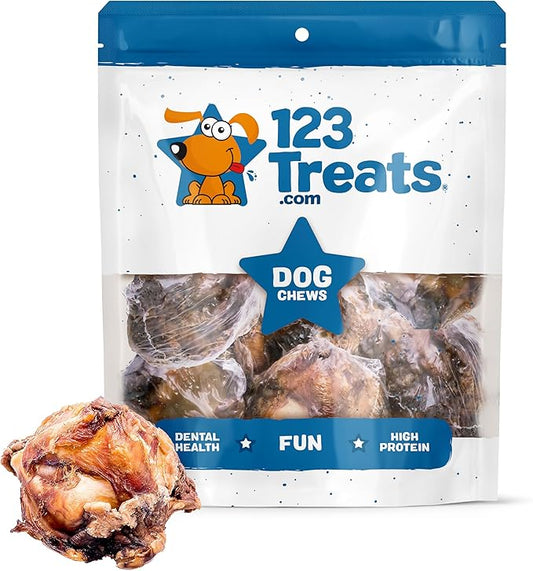 123 Treats - Knee Cap Beef Bones 100% Natural Dog Bones, Made from Premium USA Grass Fed Beef, Pack of 10