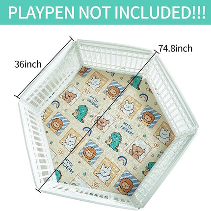 36'' Wide Hexagonal Dog Pen Urine Pad Dog Urine Pad Puppy Pad, [PLAYPEN Not Included!] Reusable Whelping Playpen Crate Reusable Washable Pet Mattress Pads Pet Training Pads, White (JWXQS-011)