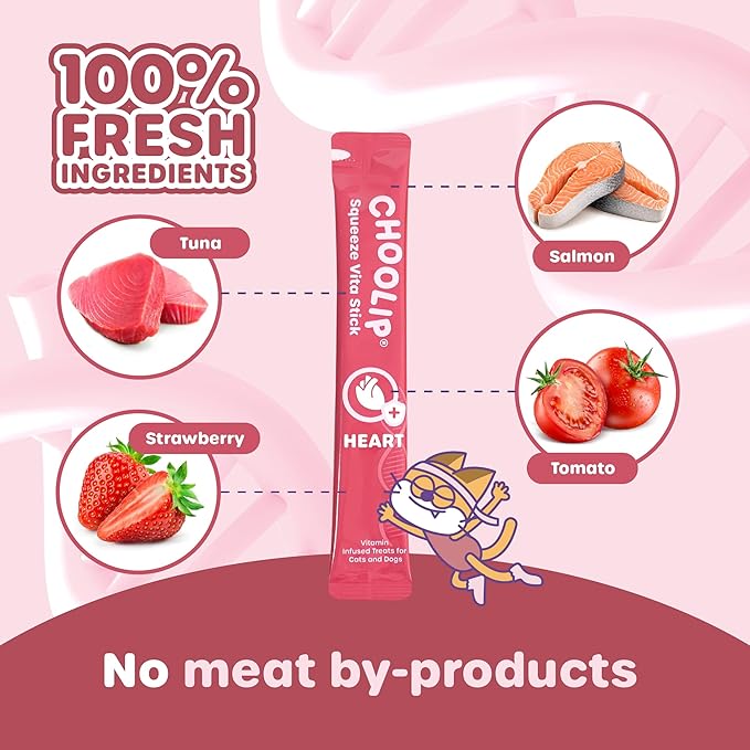 Squeeze Vita Stick Lickable Cat and Dog Treats – 7-Count Heart Support Sticks with Multivitamins, Soft Squeezable Paste for All Life Stages, Supporting Heart Health