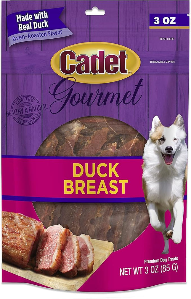 Cadet Gourmet Duck Breast Dog Treats - Healthy & Natural Dog Training Treats for Small & Large Dogs - Inspected & Tested in USA (3 oz.)