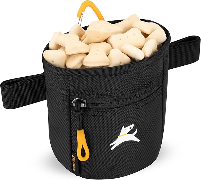 OllyDog Goodie Treat Bag, Dog Treat Pouch, Waist Belt Clip for Hands-Free Training, Magnetic Closure, Dog Training and Behavior Aids, Three Ways to Wear (Raven S'25)