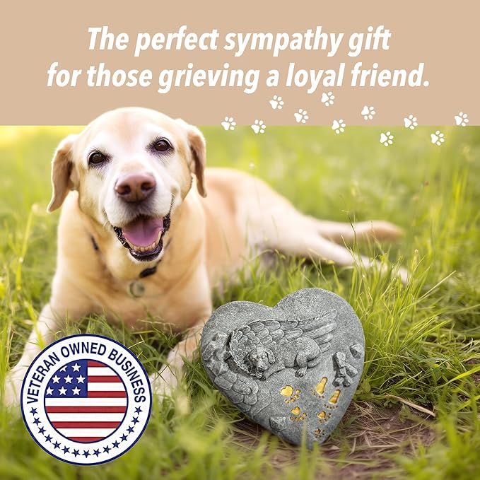 Dog Memorial Stone for Loss of Dog Sympathy Gift, Remembrance Gift with Keychain, Pet Memorial Stone for Dogs - Outdoor Grave Marker for Garden, Pet Grave