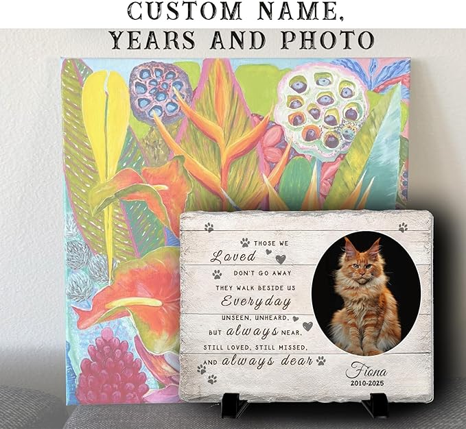 Personalized Pet Memorial Stone, Custom Dog Memorial Gifts for Loss of Dog with Photo Name Date, Dog Remembrance Gift, Loss of Dog Sympathy Gift for Dog Cat Lovers (Quote 8)