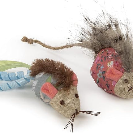 Petlinks (2 Count) HappyNip Mohawk Mice Cat Toys, Contains Silvervine & Catnip - Blue/Pink, 2 Count