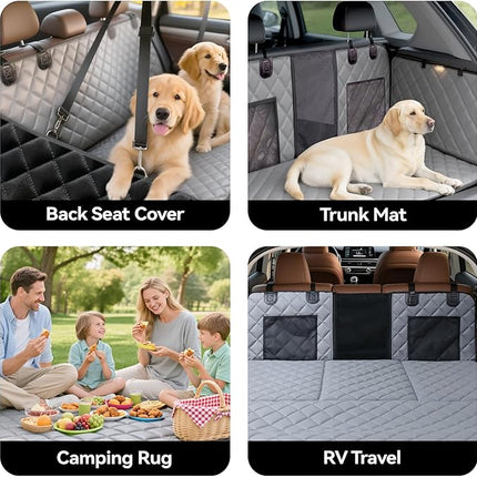 Hard Bottom Car Seat Cover for Dogs, PU+Plush Dog Car Seat Cover for Back Seat, Waterproof Backseat Extender for Dogs in Car (Grey, L - Cars, Small/Mid-Size SUVs & Trucks)
