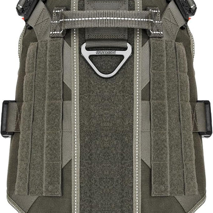 ICEFANG Tactical Dog Harness, X-Large Size,2X Metal Buckle,Working Dog MOLLE Vest with Handle,No Pulling Front Leash Clip,Hook and Loop Panel (Green,XL (Pack of 1))