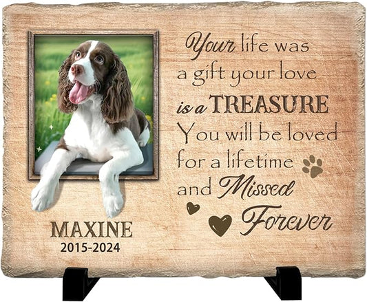 Personalized Pet Memorial Stone, Custom Dog Memorial Gifts for Loss of Dog with Photo Name Date, Dog Remembrance Gift, Loss of Dog Sympathy Gift for Dog Cat Lovers (Quote 13)